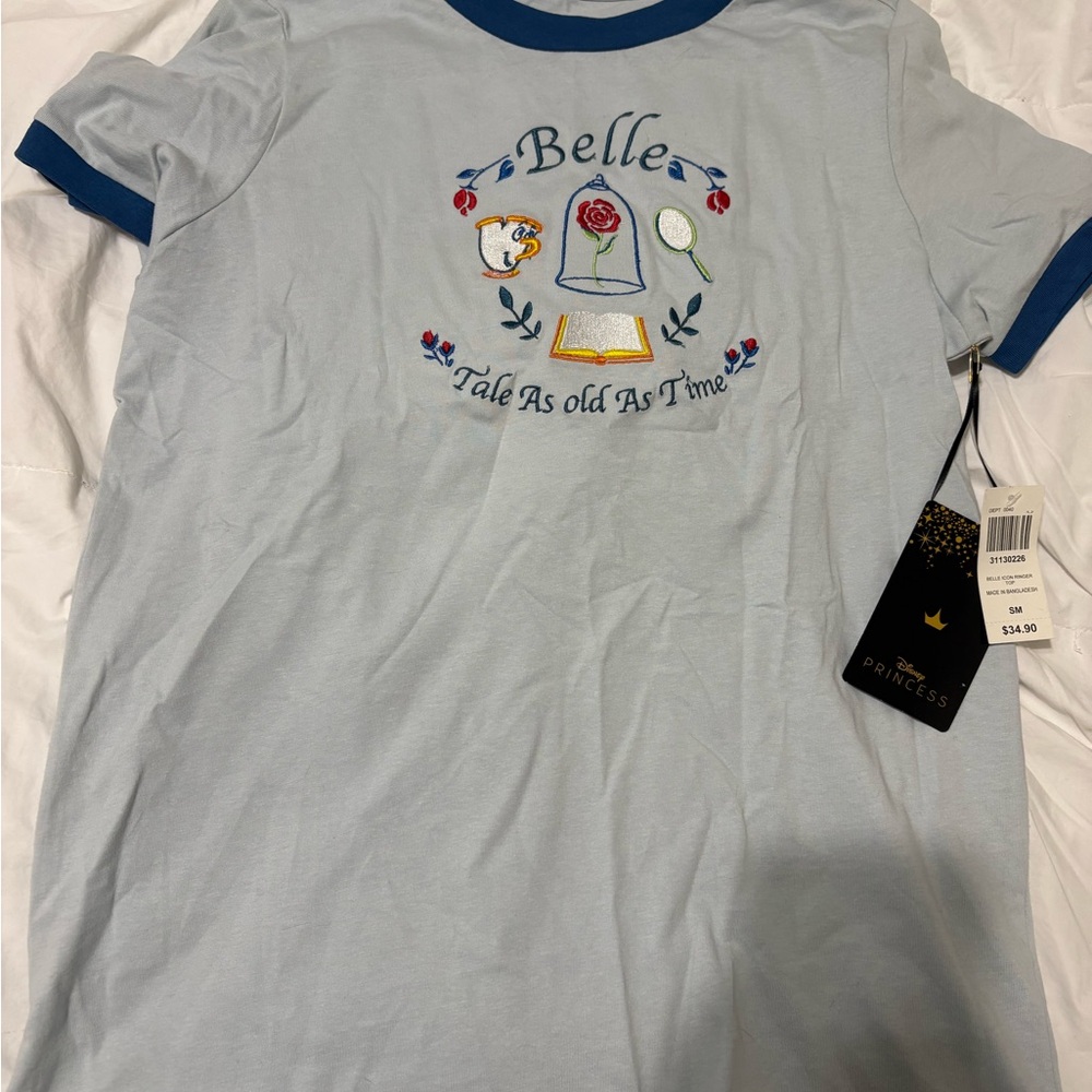 Disney Belle Light Blue Tee with Embroidery